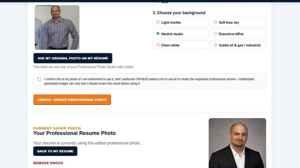 Oil Patch Careers AI Resume Maker with AI Professional Resume Photo Maker